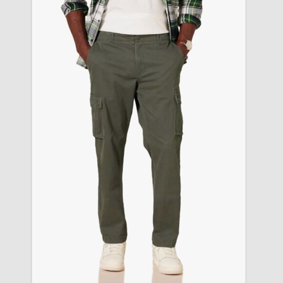 AMAZON ESSENTIALS Mens Straight Fit Stretch Cargo Pant Sz 42x30 Olive Green NWOT - Picture 1 of 6